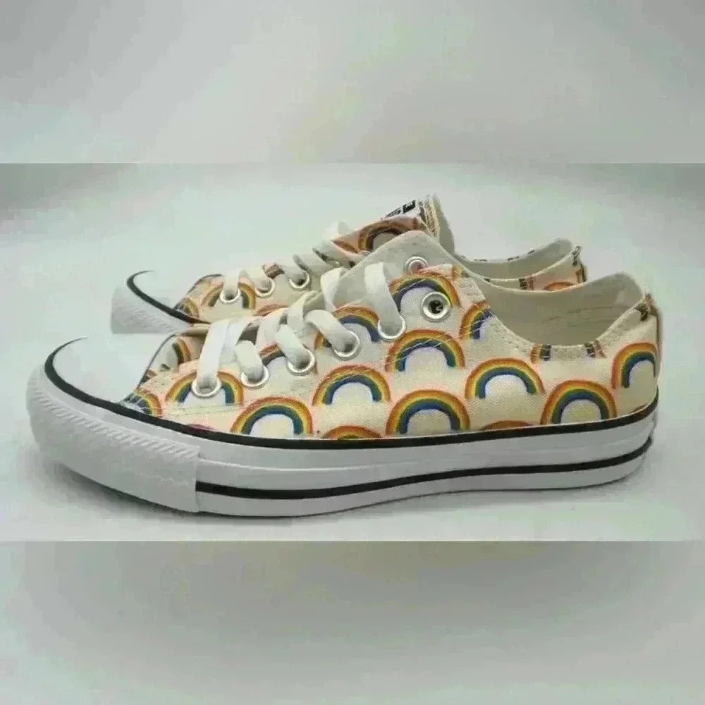 Converse Low-Top Rainbow Pattern Cap Toe Sneakers… - image 1